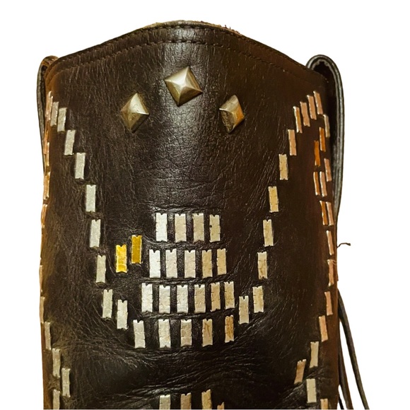 Golden Goose Deluxe Brand Leather Boots with silver Studded Butterfly Vero Cuoio - Picture 7 of 15